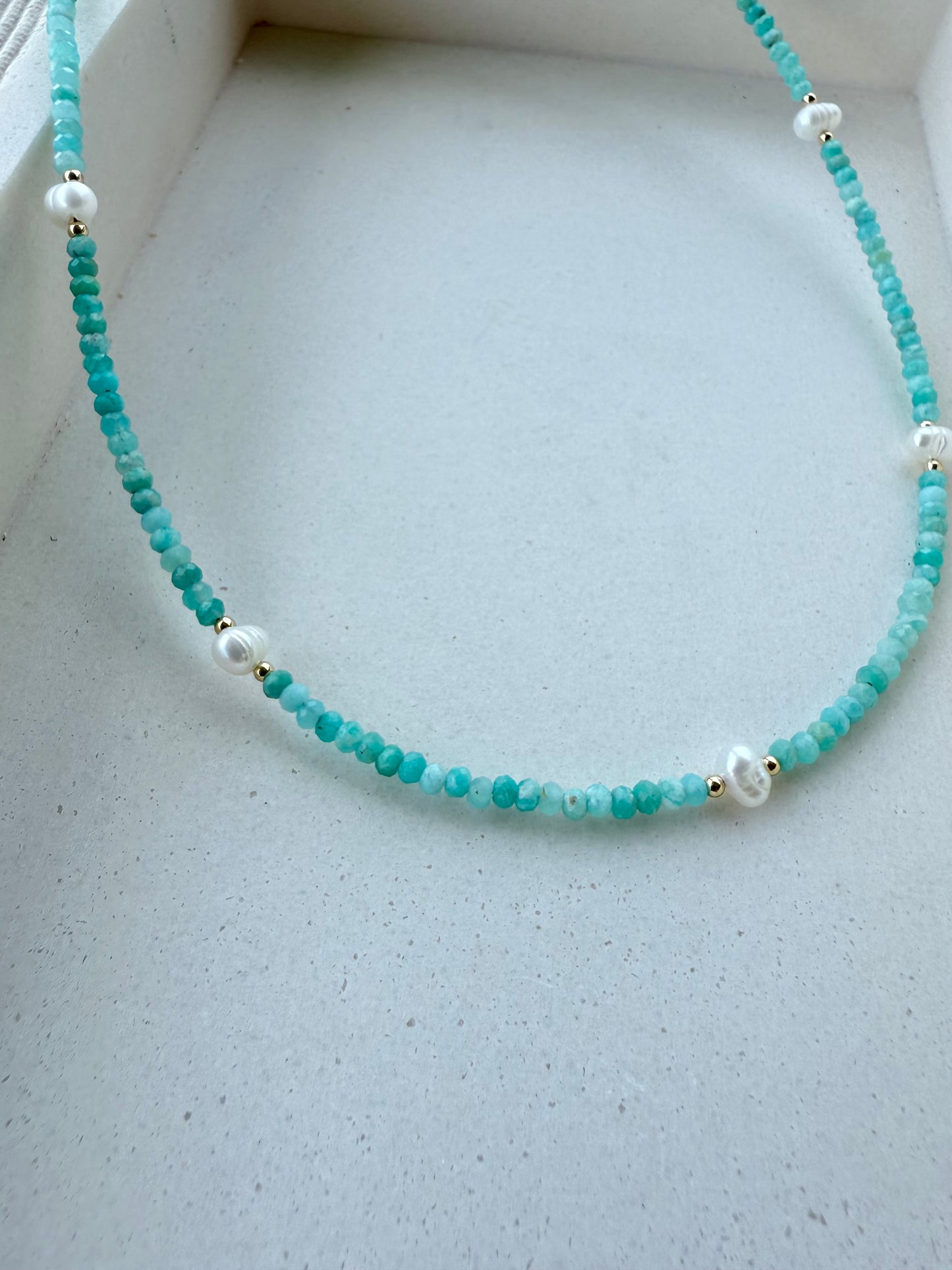 Amazonite & Pearl Beaded Necklace