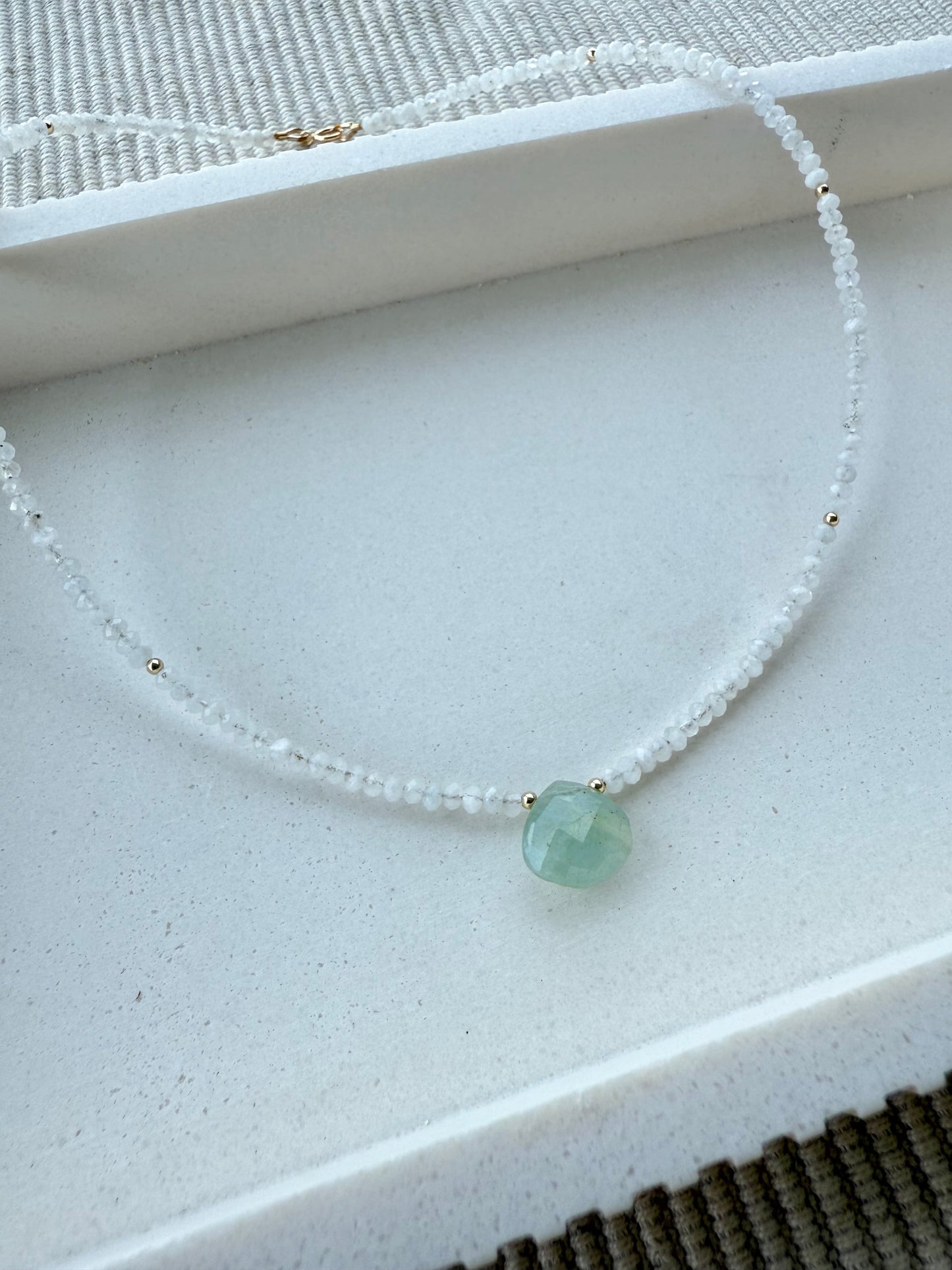 Moonstone & Aquamarine Beaded Necklace