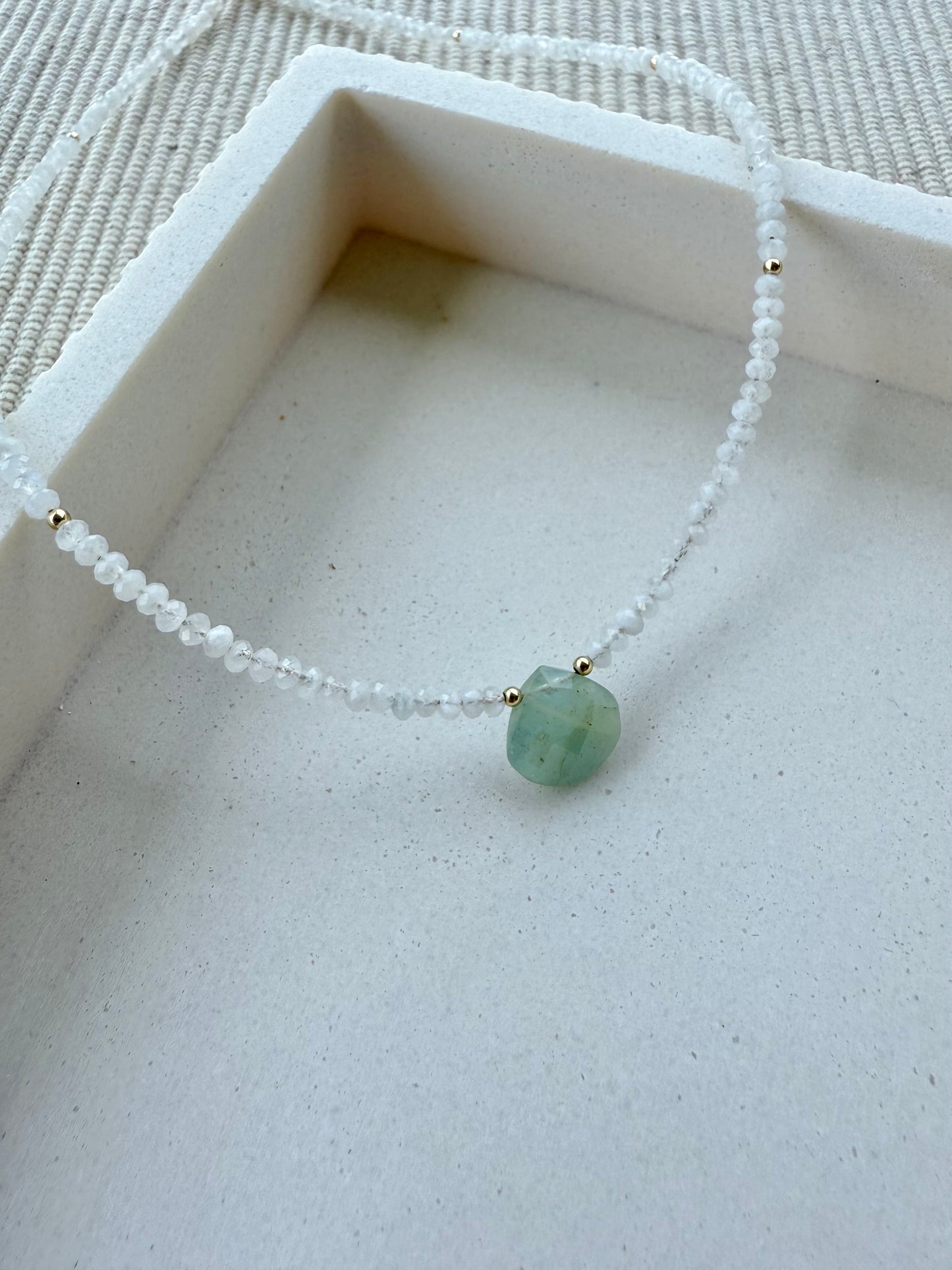 Moonstone & Aquamarine Beaded Necklace