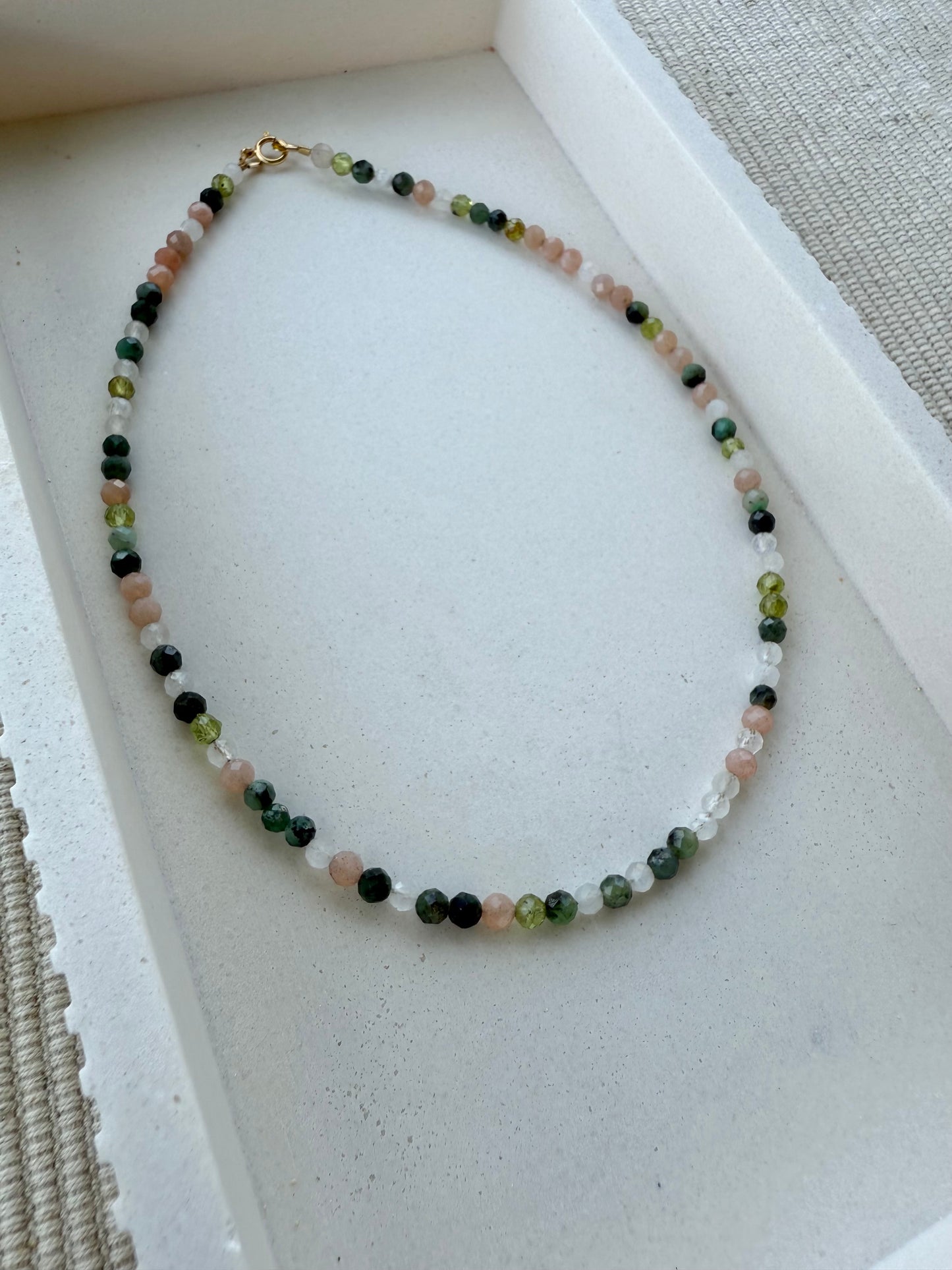 Emerald Glow Beaded Necklace