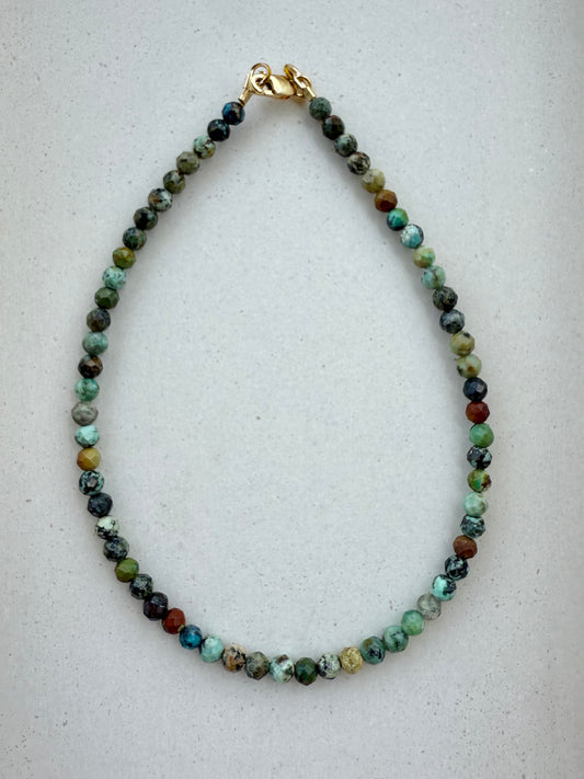 African Turquoise Beaded Anklet