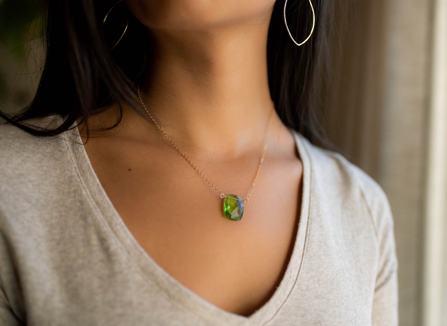Faceted Peridot Necklace