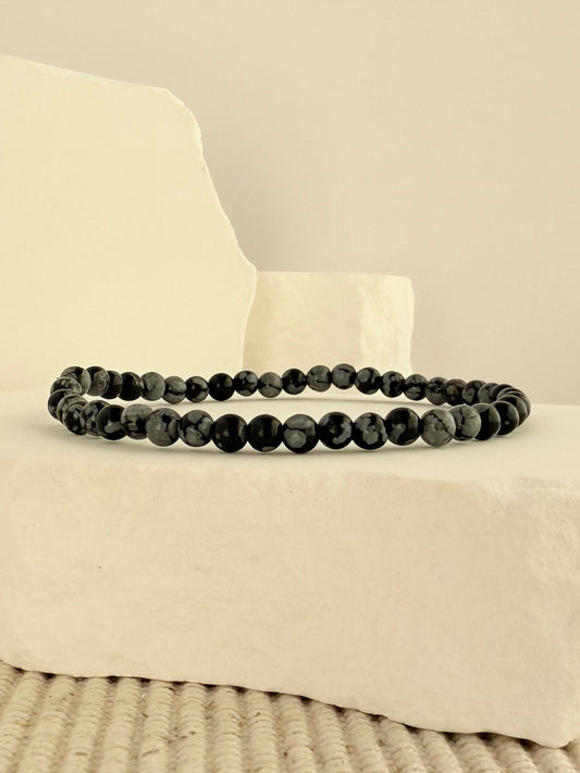Snowflake Obsidian 4mm Bracelet