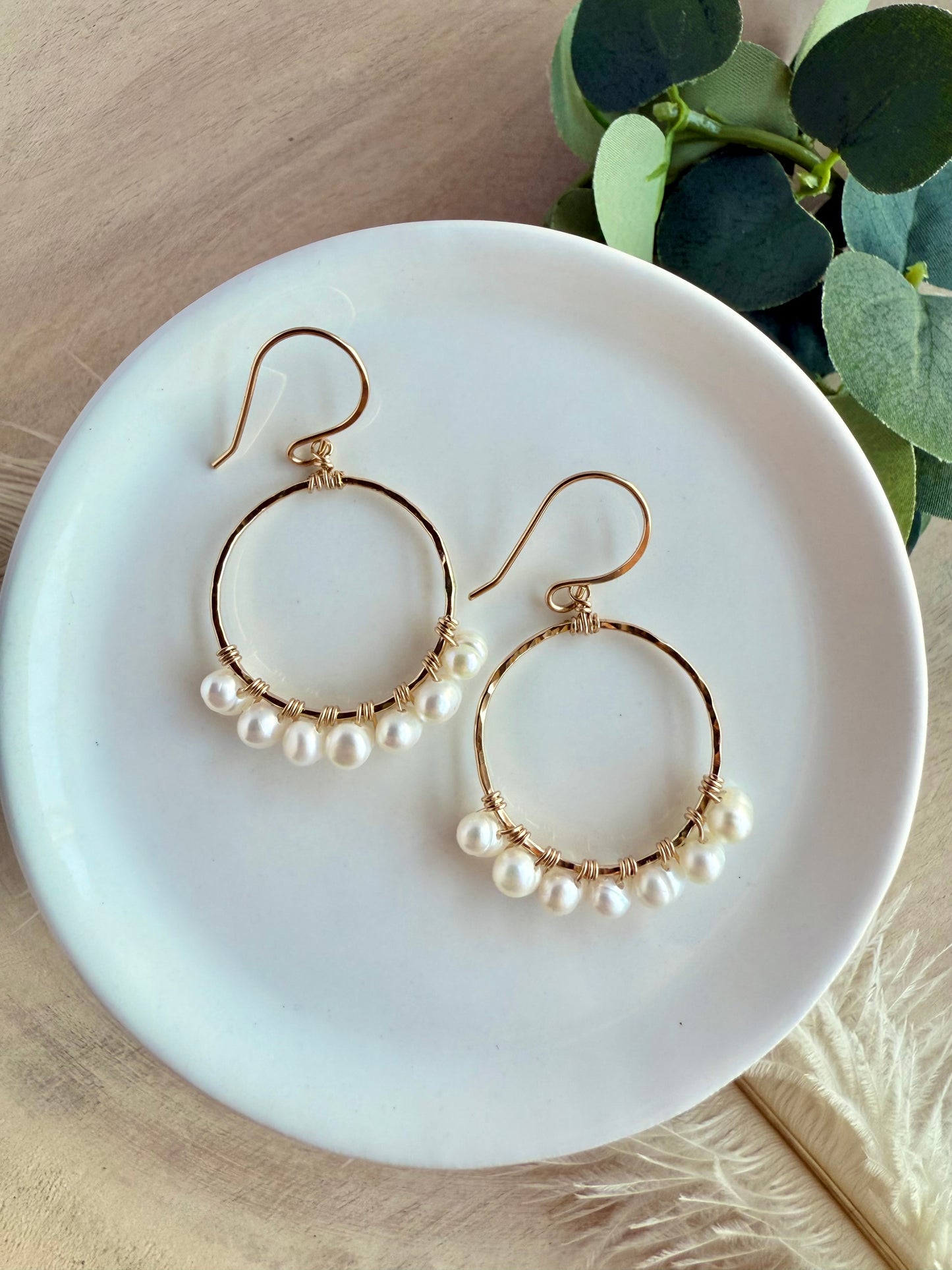 Freshwater Pearl Circle Hoop Earrings