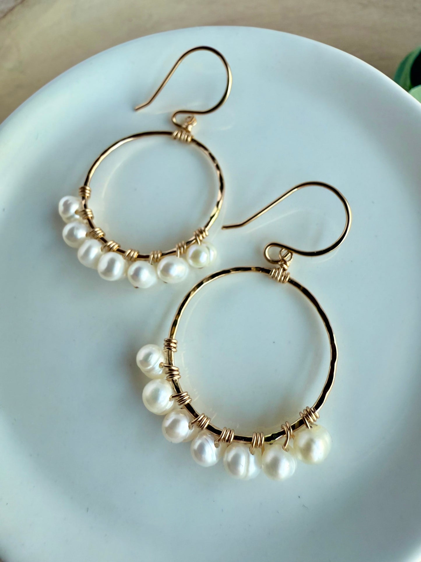 Freshwater Pearl Circle Hoop Earrings