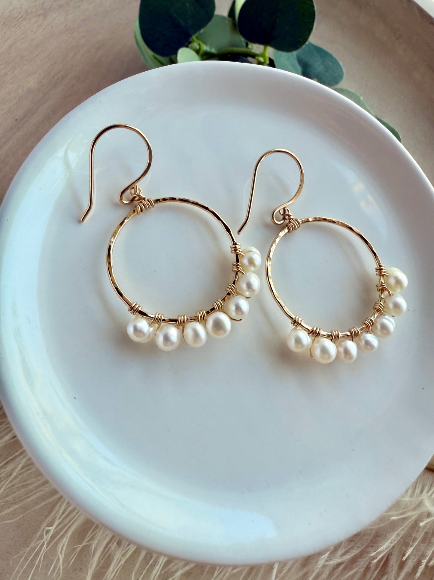 Freshwater Pearl Circle Hoop Earrings