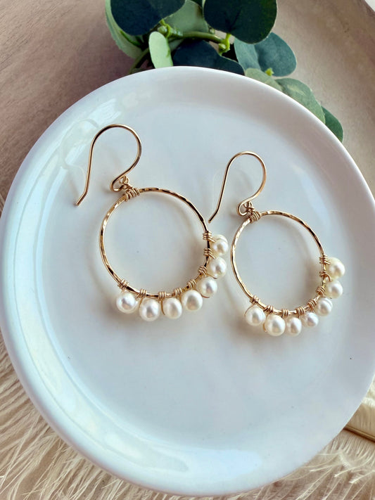 Freshwater Pearl Circle Hoop Earrings