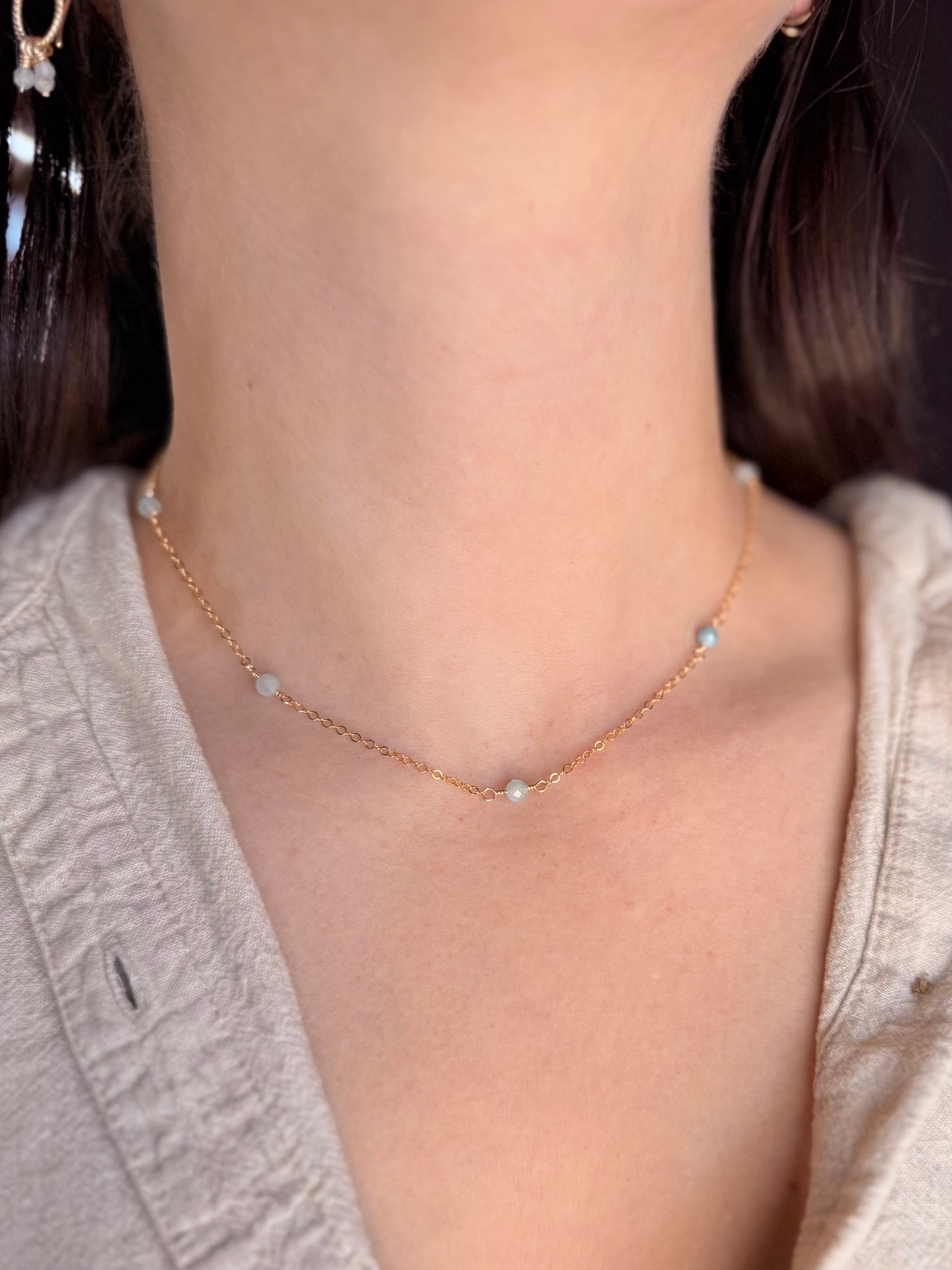 Aquamarine Station Necklace