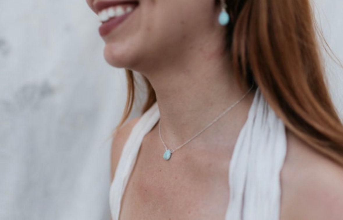 Amazonite Faceted Tear Drop Huggies