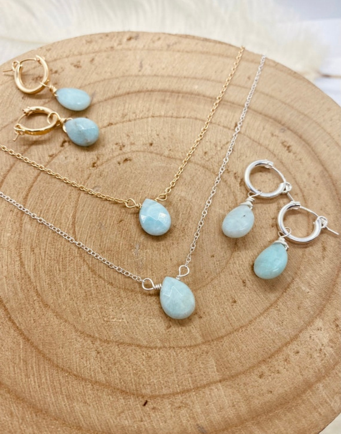 Amazonite Faceted Tear Drop Huggies