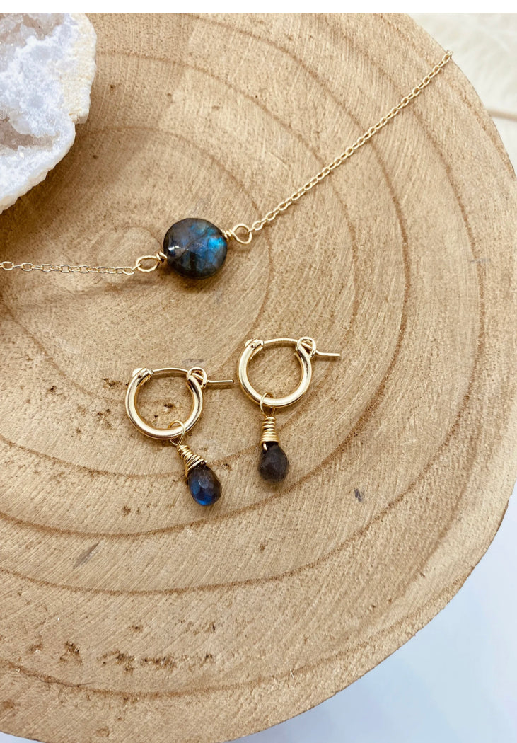 Labradorite Faceted Circle Necklace