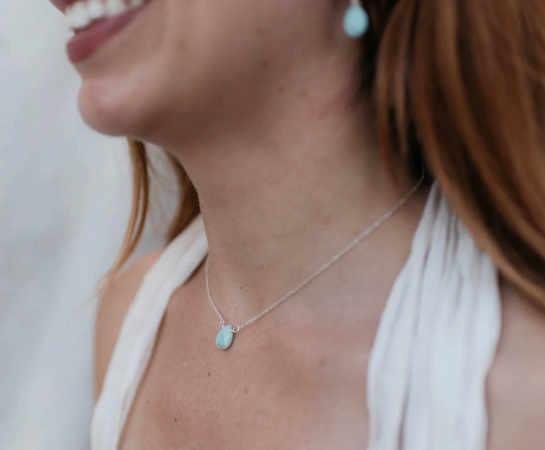 Amazonite Faceted Tear Drop Necklace