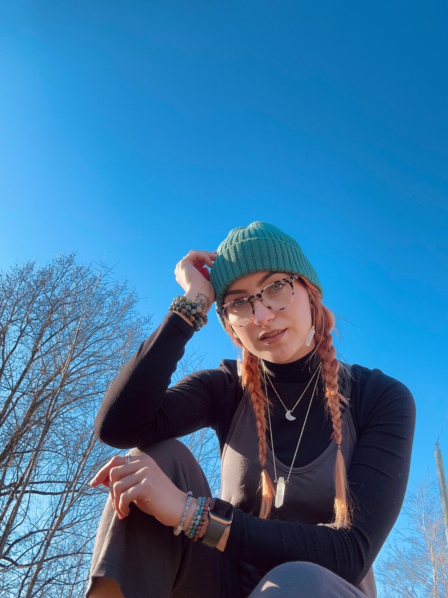 Clear quartz point necklace