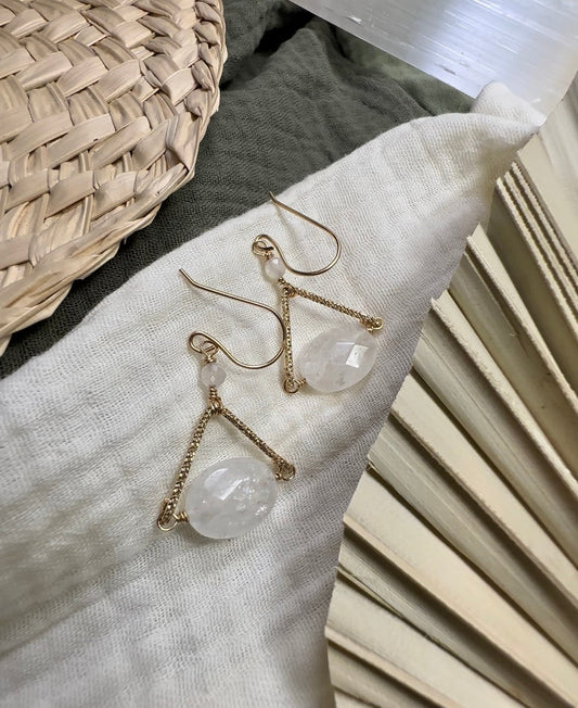 Clear Quartz & Labradorite Earrings