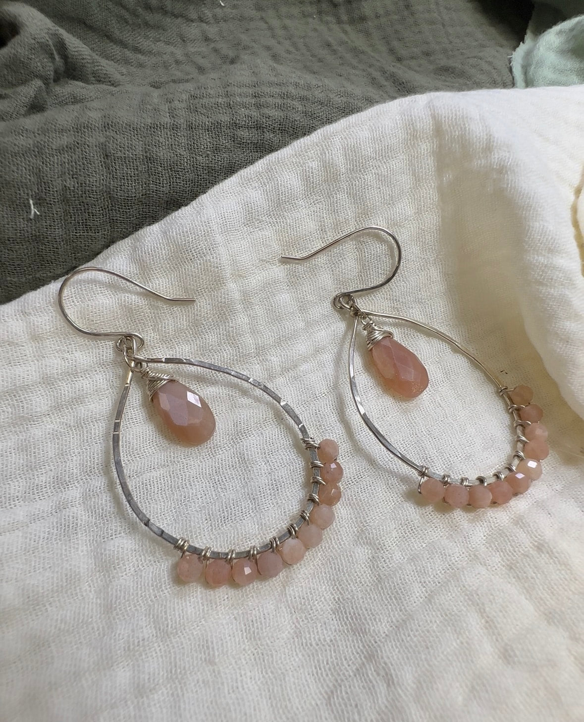 Sunstone Large Tear Drop Hoops