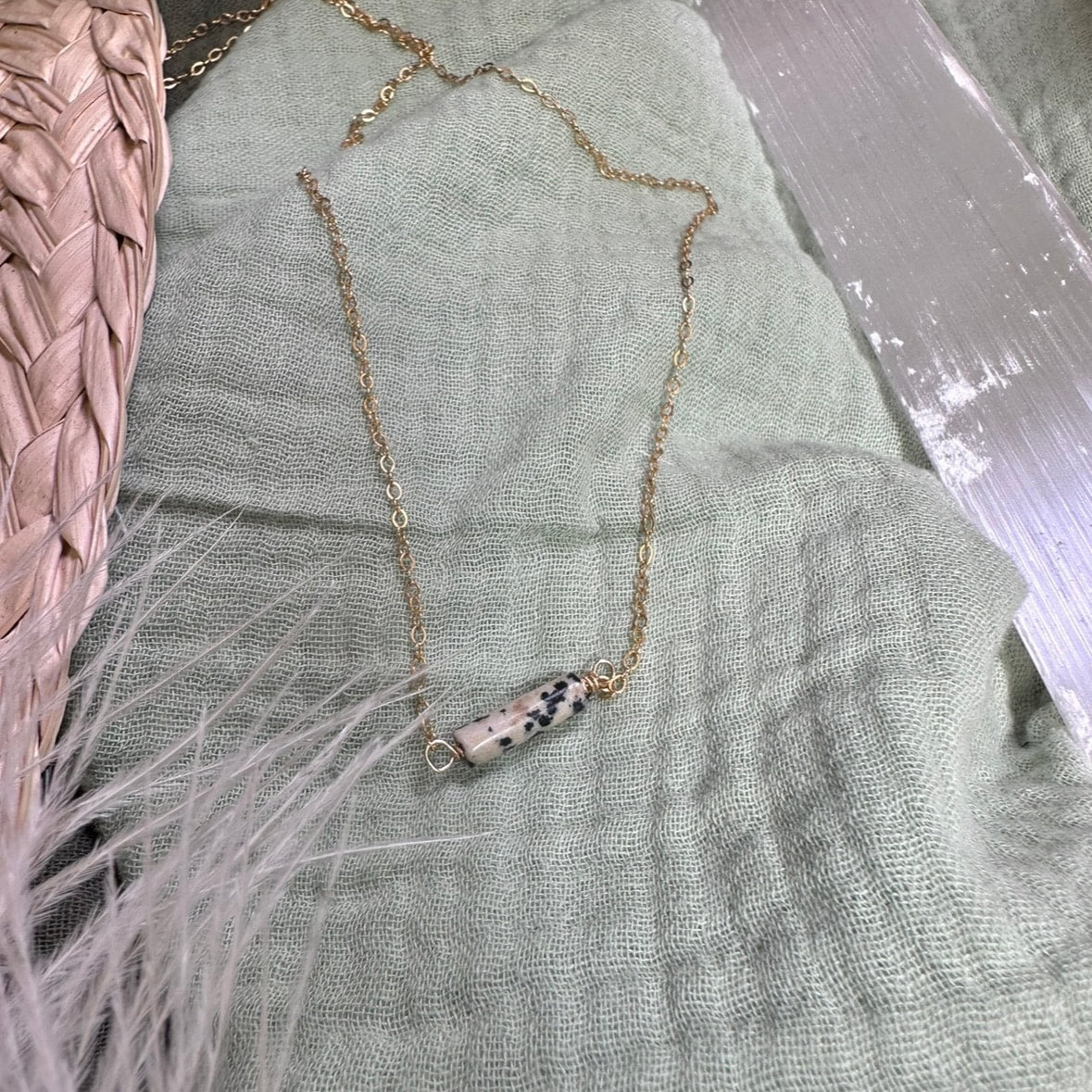 Dalmatian Jasper Bar Necklace