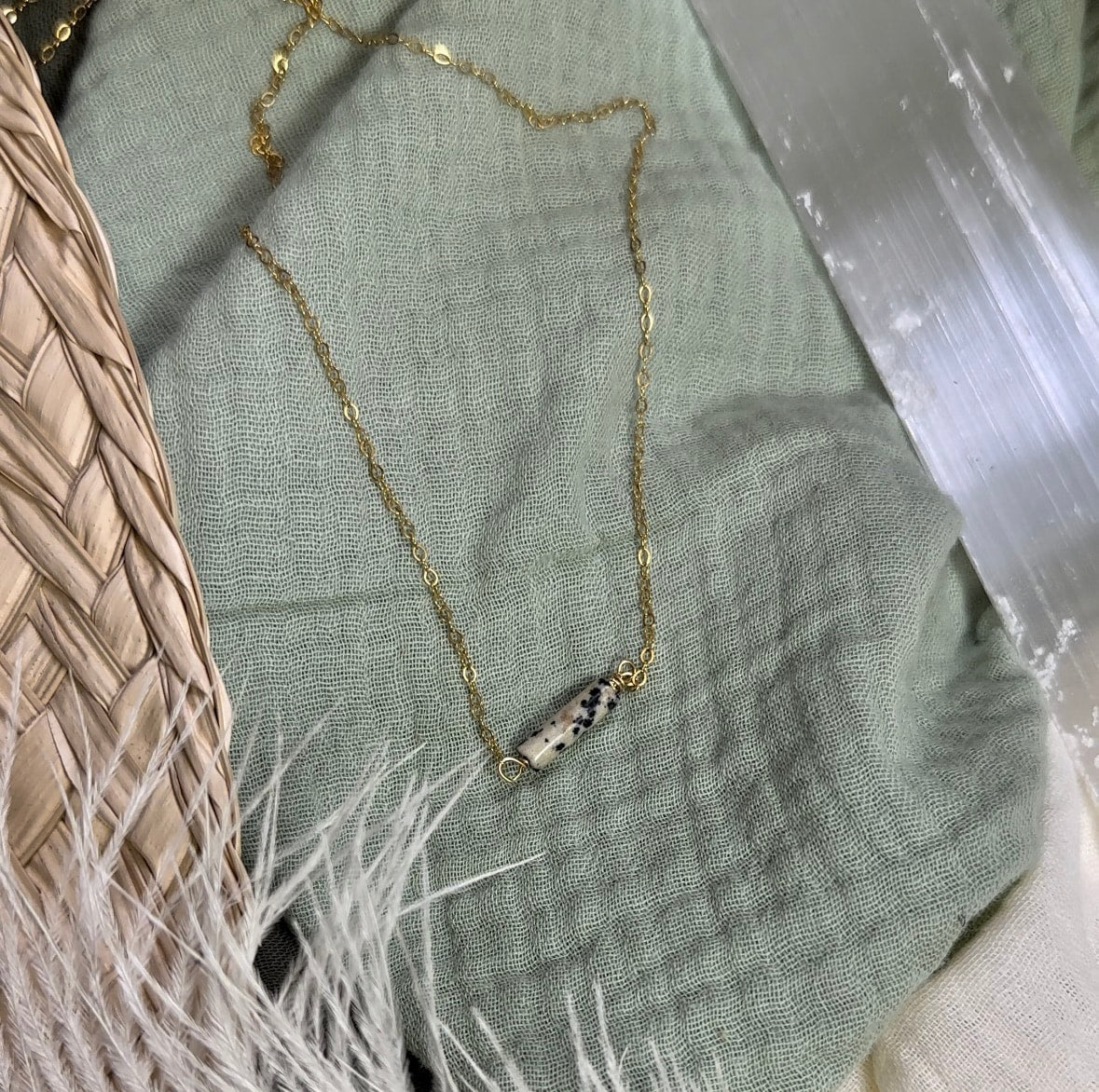 Dalmatian Jasper Bar Necklace