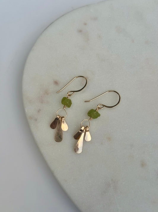 Raw Peridot Fringe Dangle Earrings