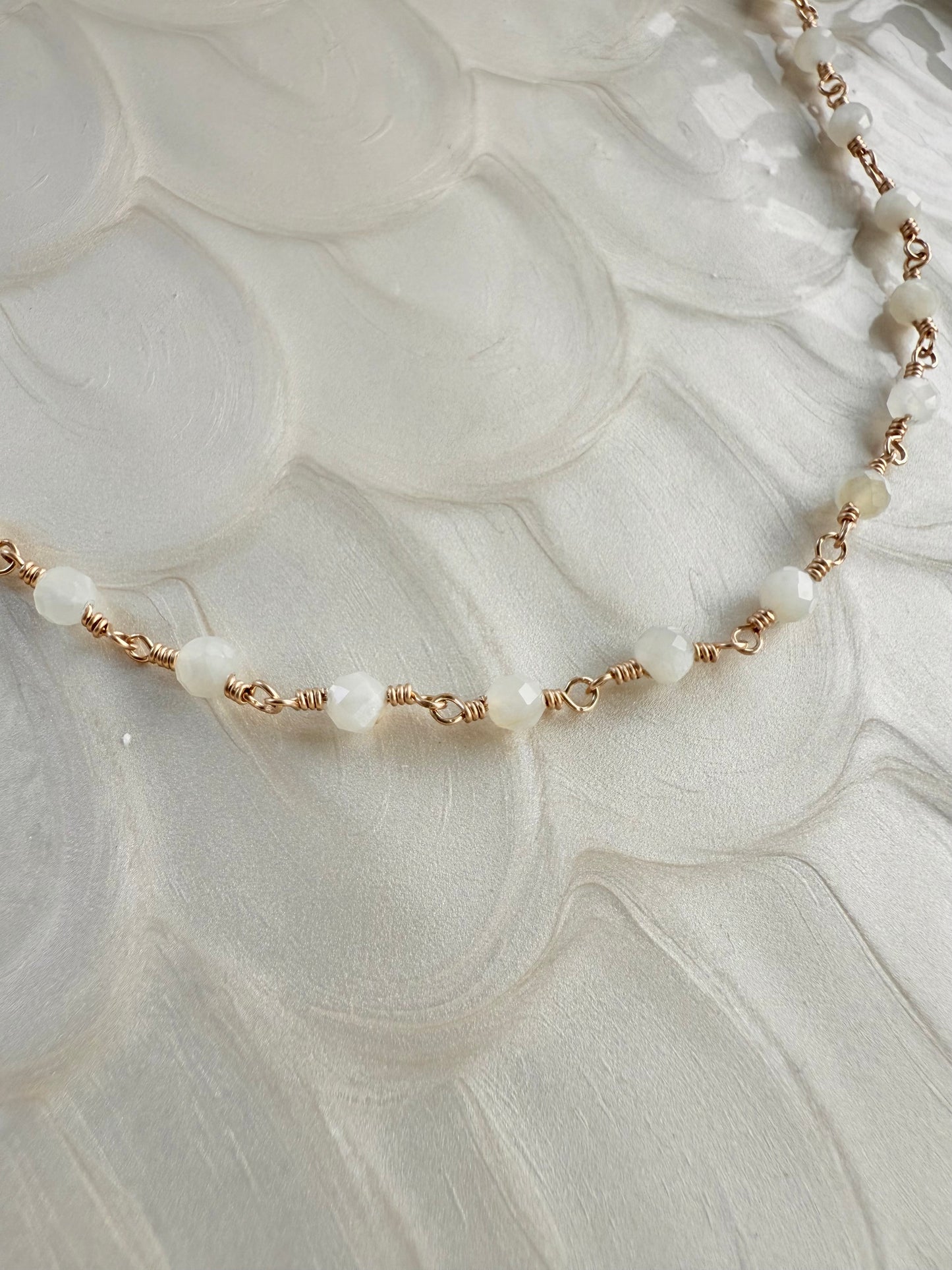 Moonstone Beaded Station Necklace