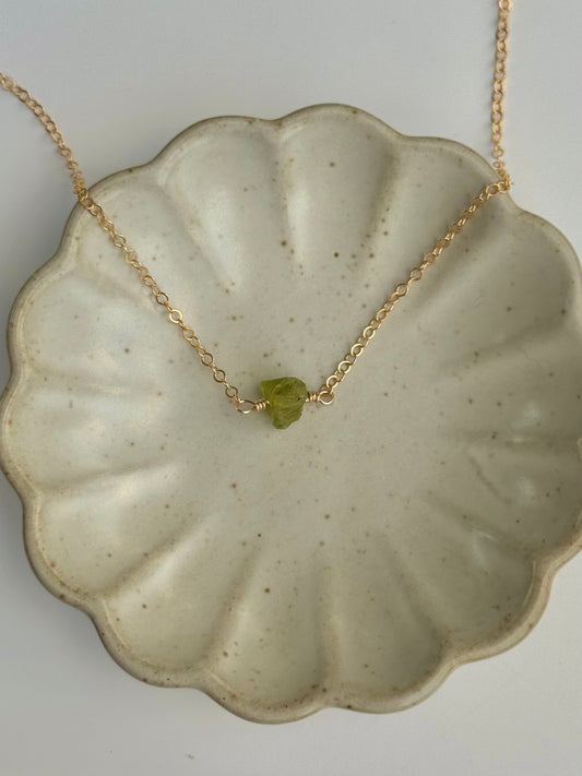 Raw Peridot Necklace