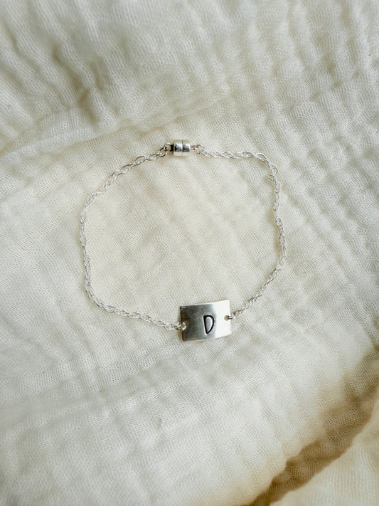 Rectangle Hand Stamped Magnetic Clasp Chain Bracelet