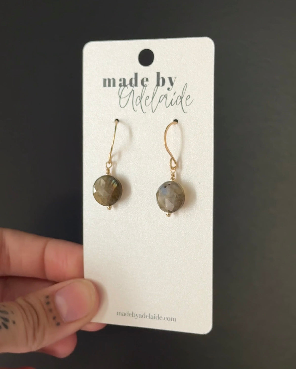 Labradorite Circle Dangle Earrings