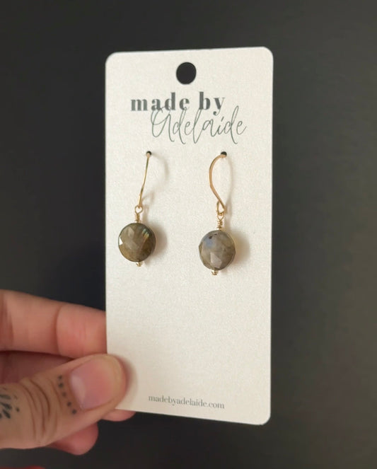 Labradorite Circle Dangle Earrings
