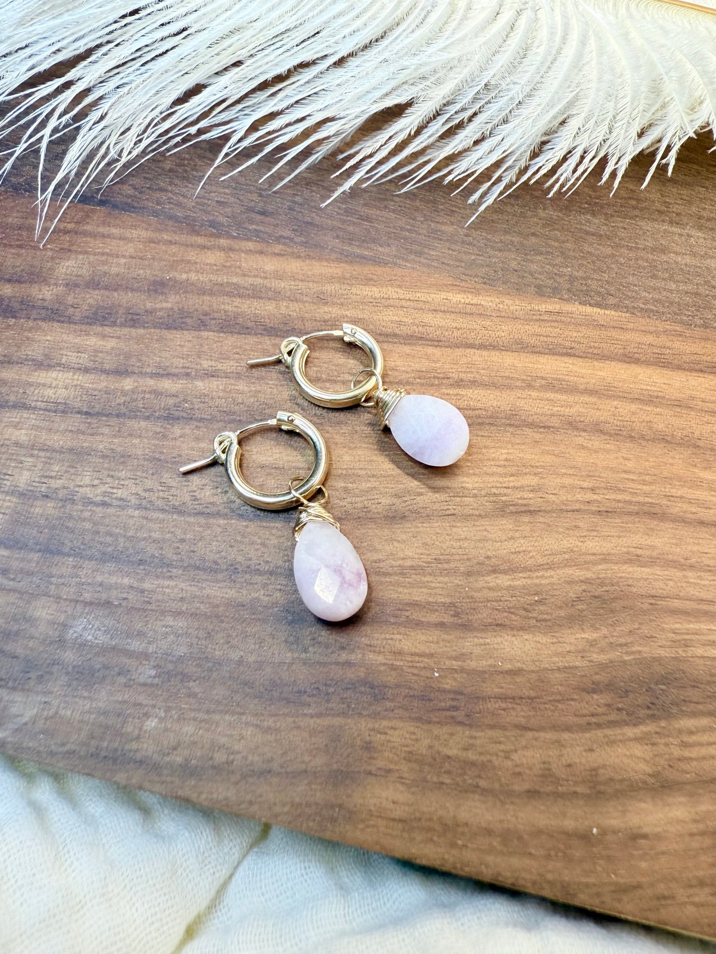 Lepidolite Faceted Tear Drop Huggies