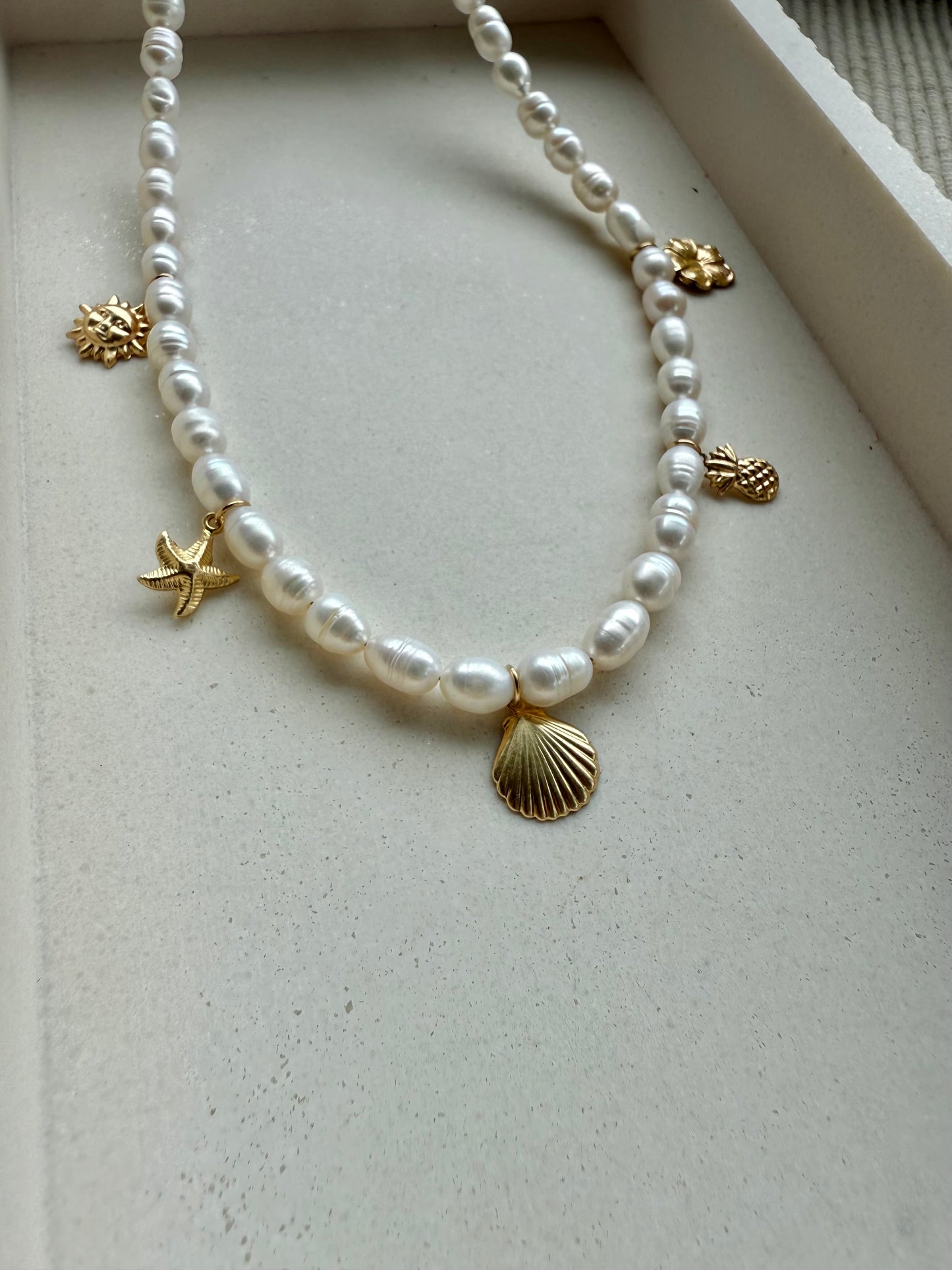 Aloha Charm Pearl Necklace