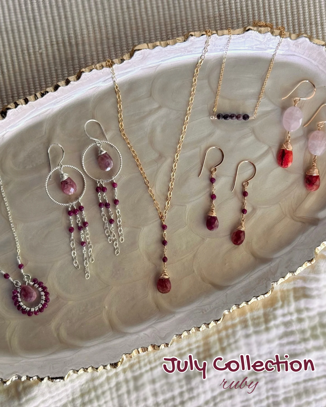 Ruby Drop Lariat Necklace