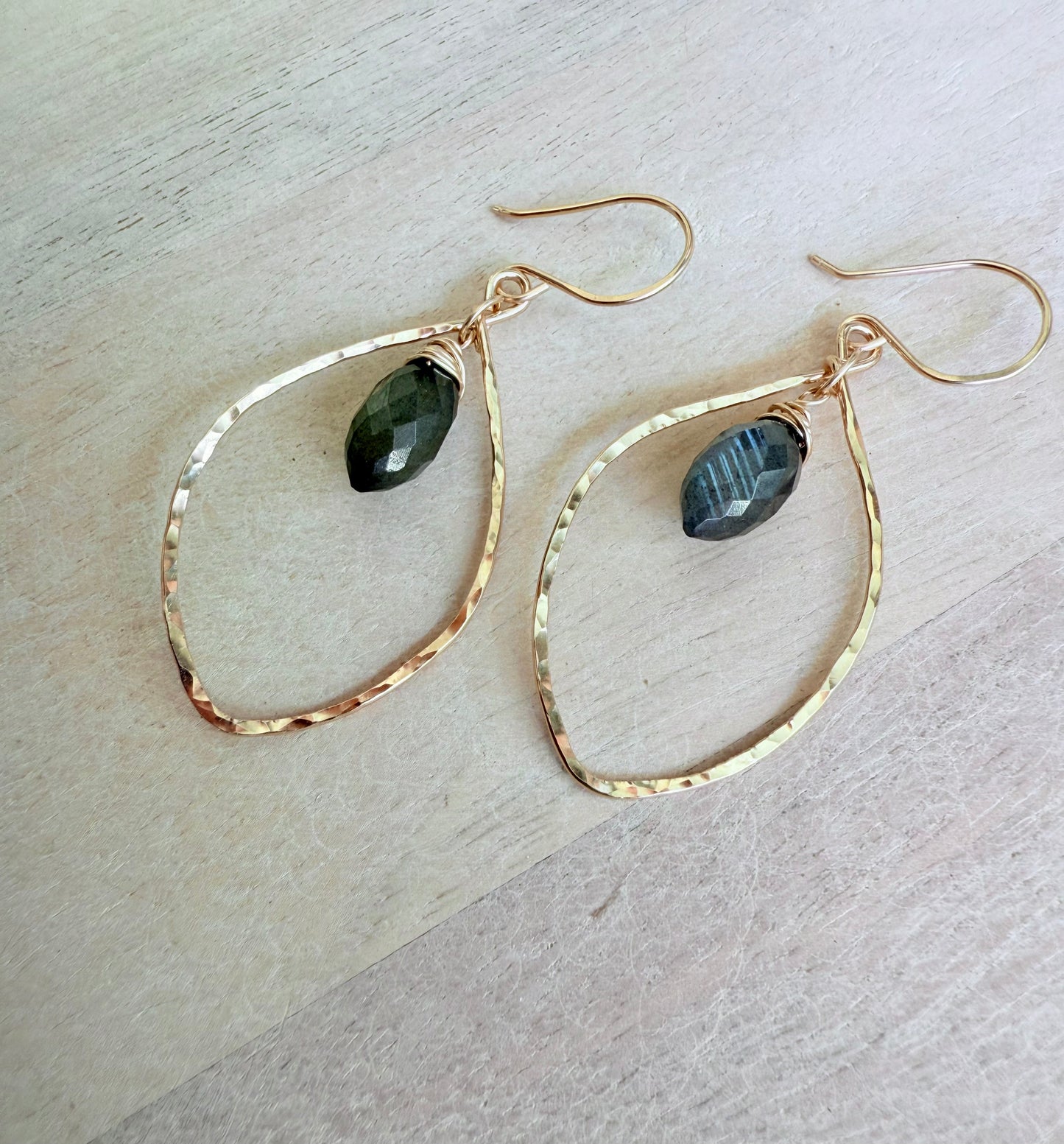 Labradorite Petal Hoops