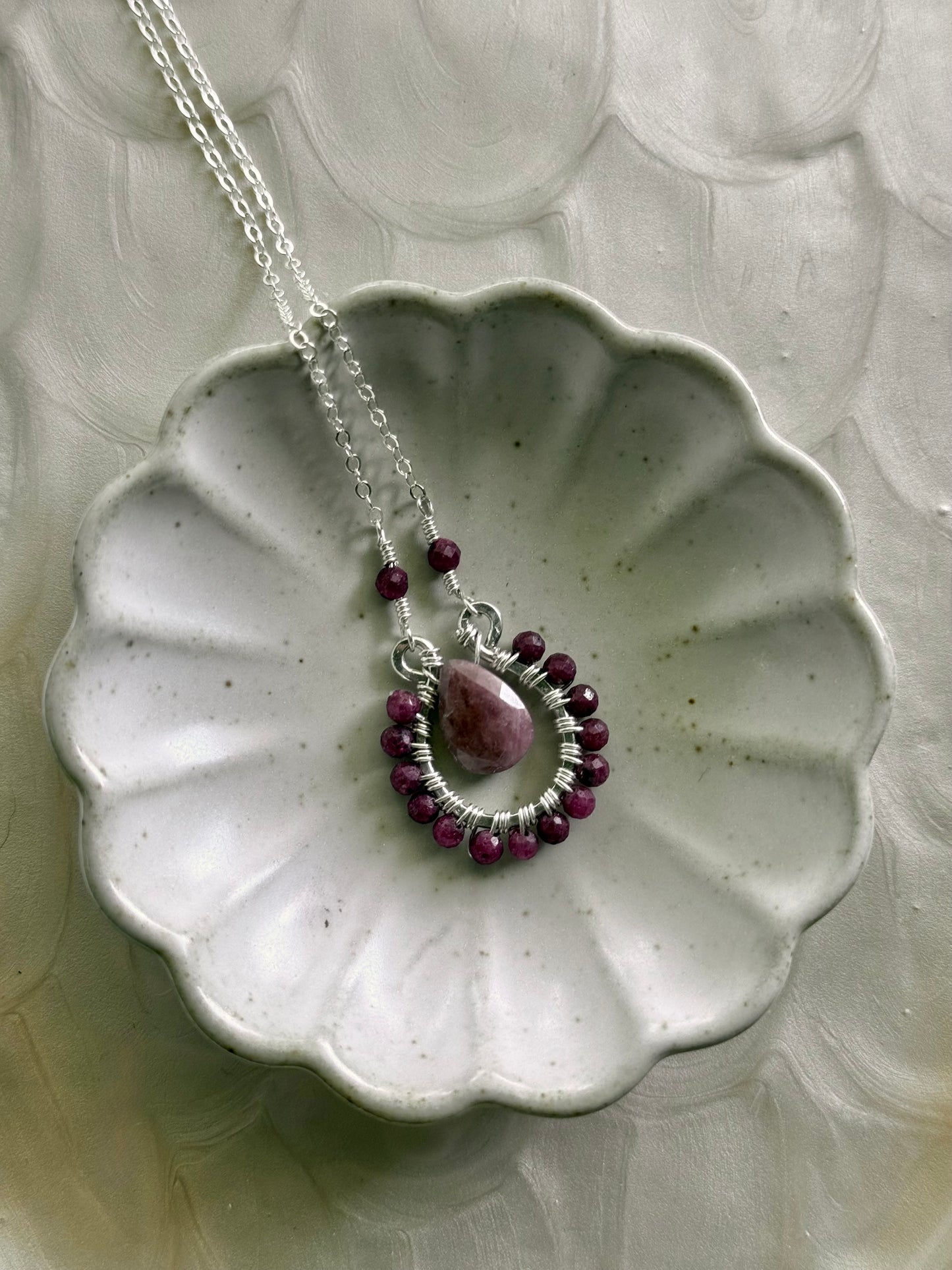Ruby Halo Pendent Necklace