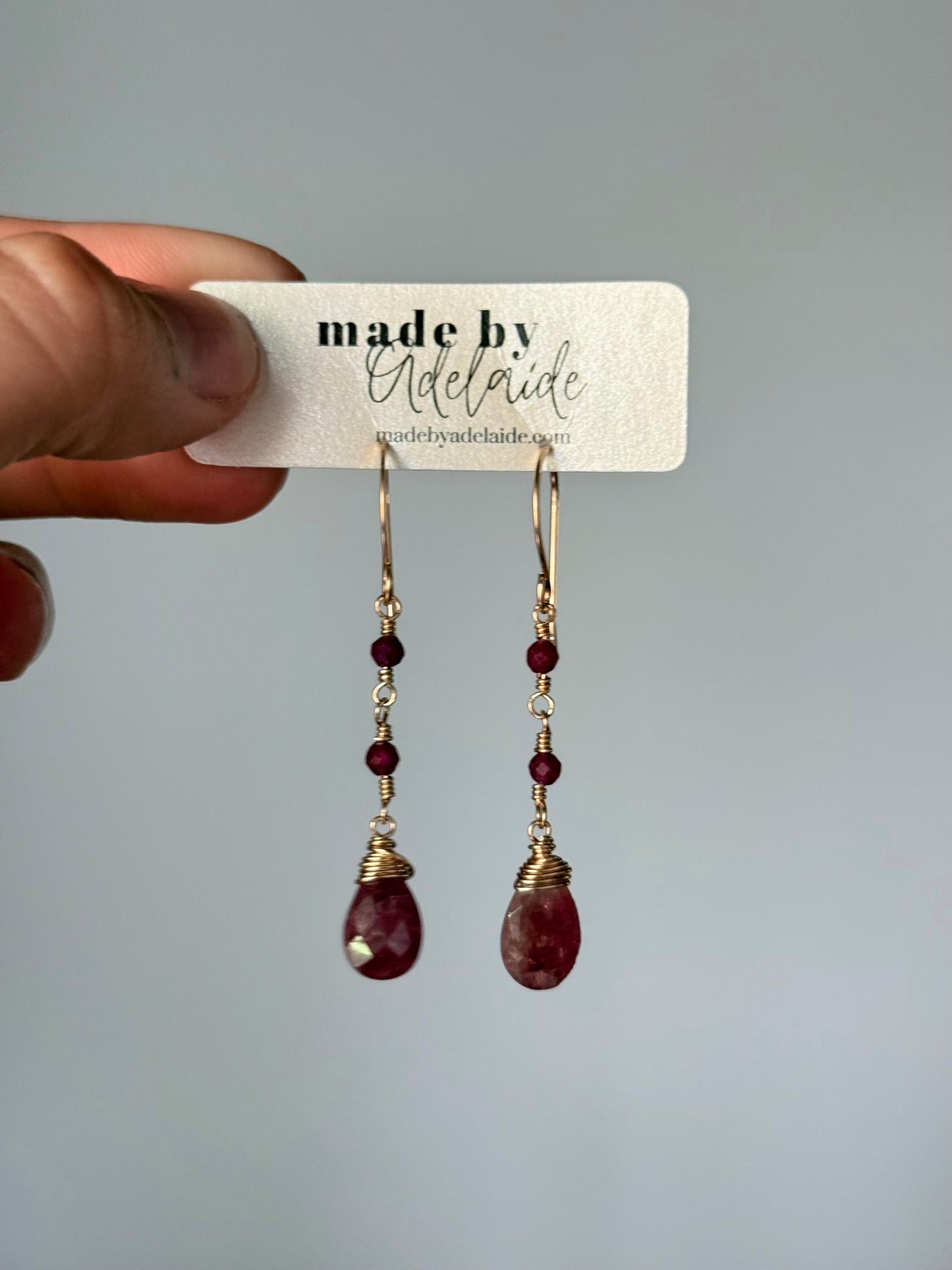 Ruby Dainty Drop Earrings