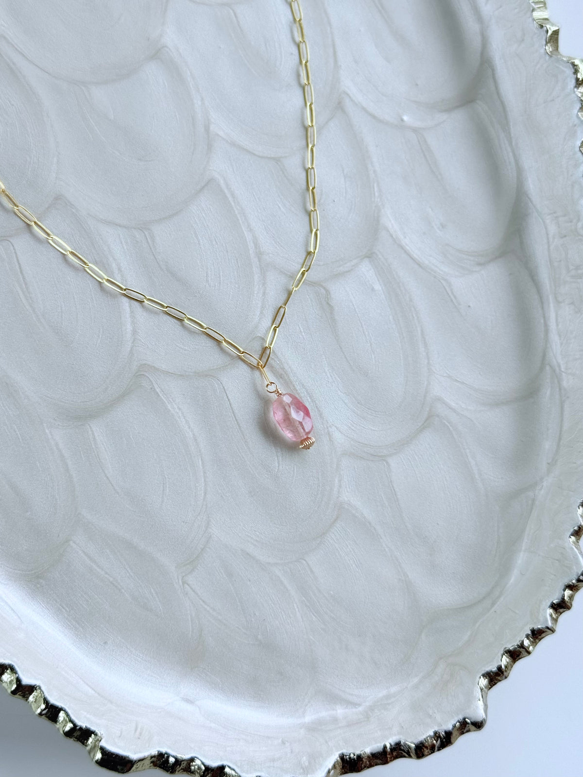 Pink Tourmaline Dainty Drop Necklace