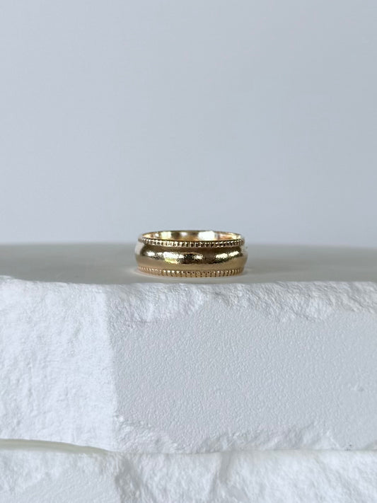 Thick Smooth & Decorative Gold Ring