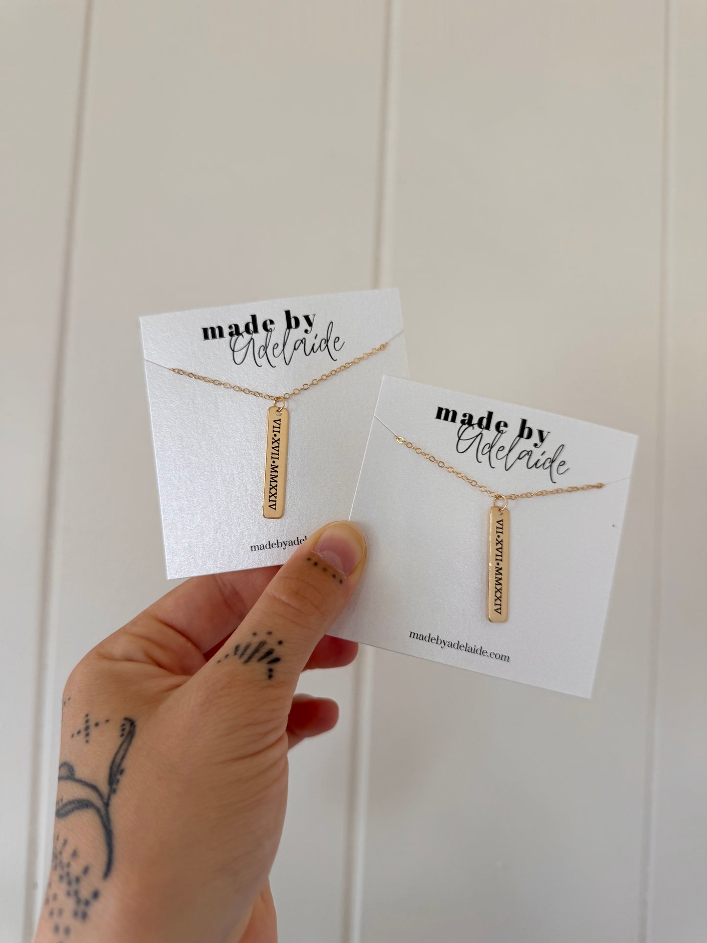 Roman Numerals Vertical Small Bar Necklace