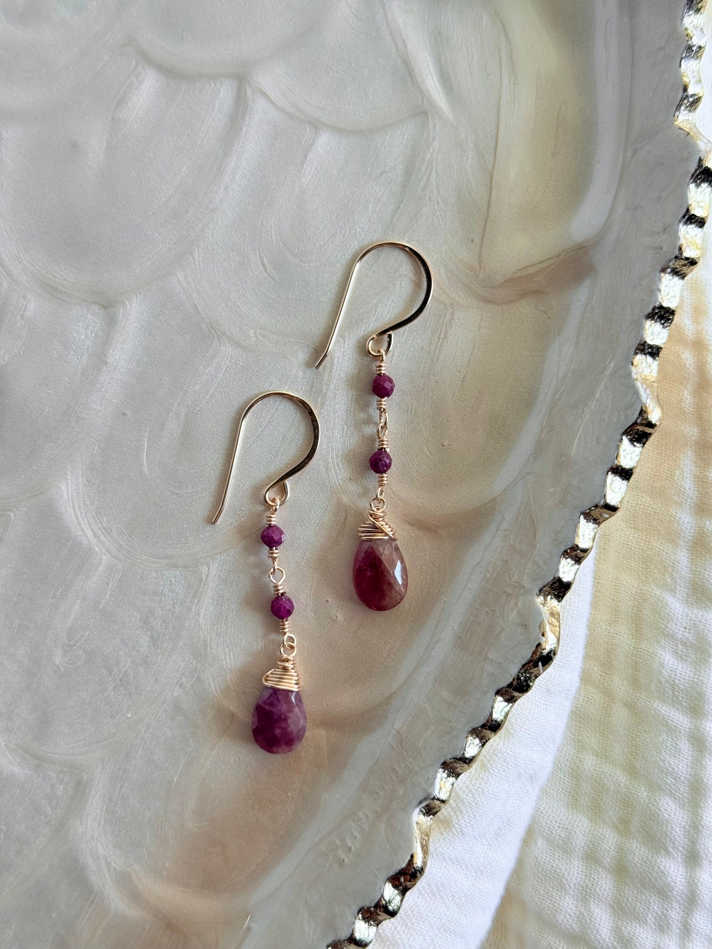 Ruby Dainty Drop Earrings