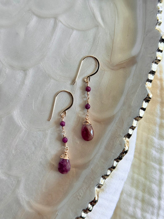 Ruby Dainty Drop Earrings