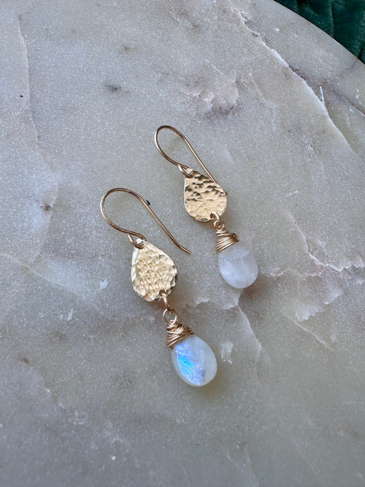 Tear Drop Moonstone Dangle Earrings