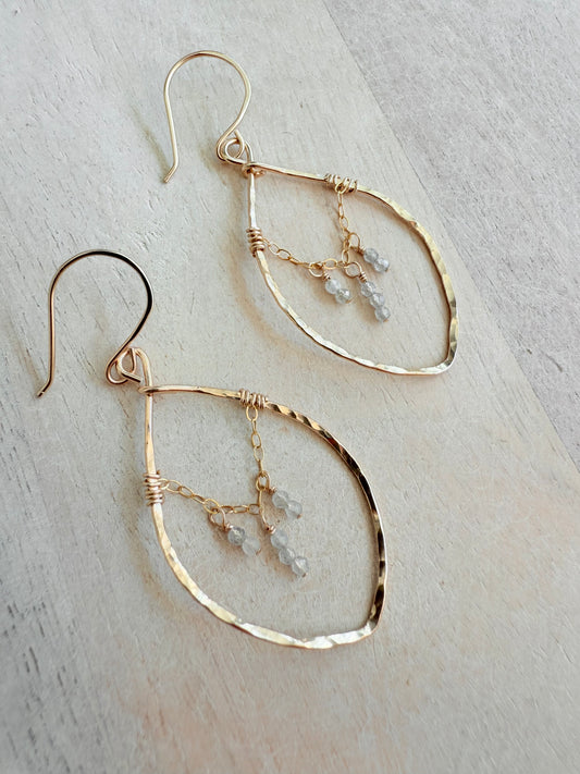 Dainty Labradorite Petal Hoops