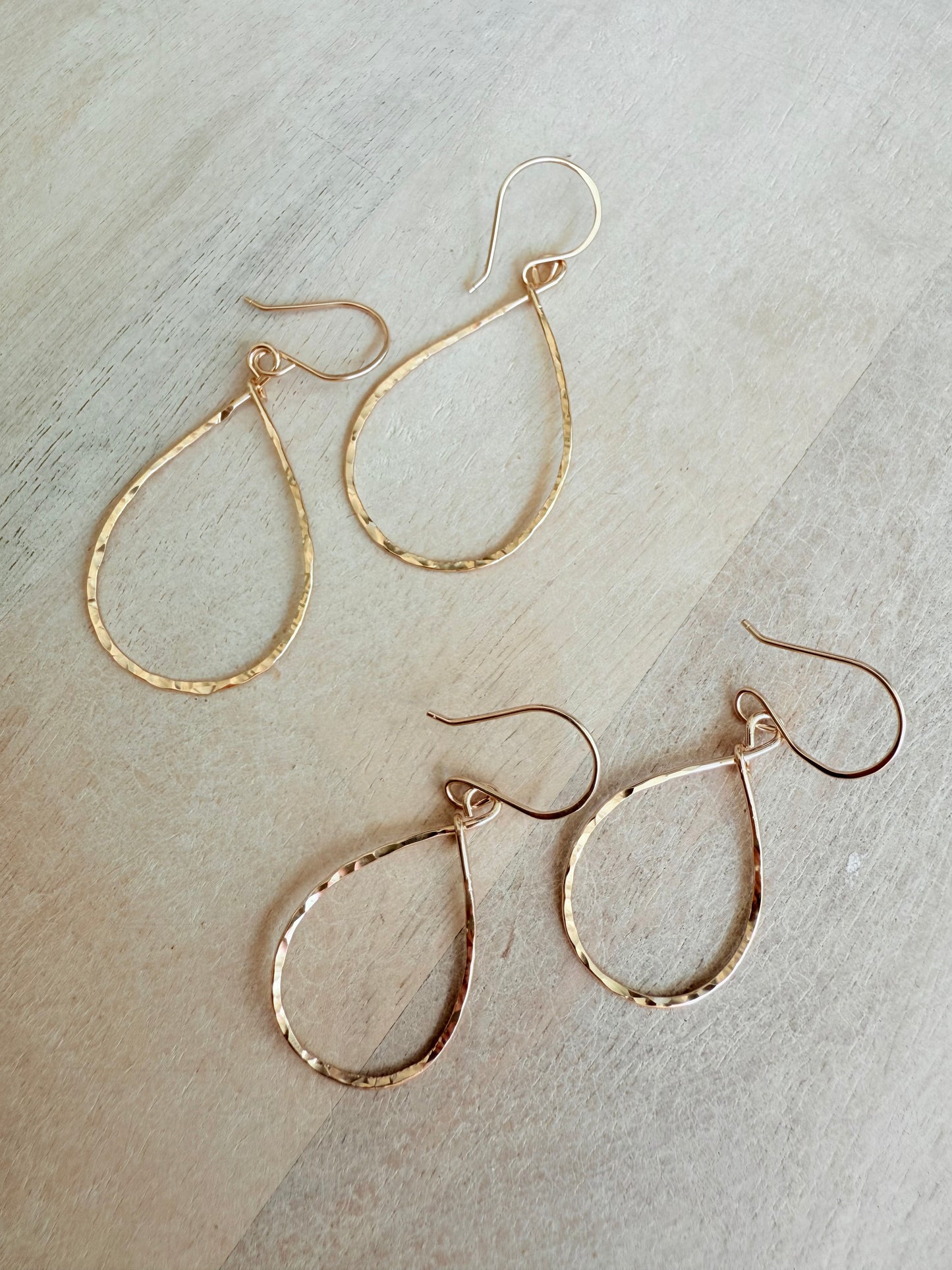 Tear Drop Hammered Hoops