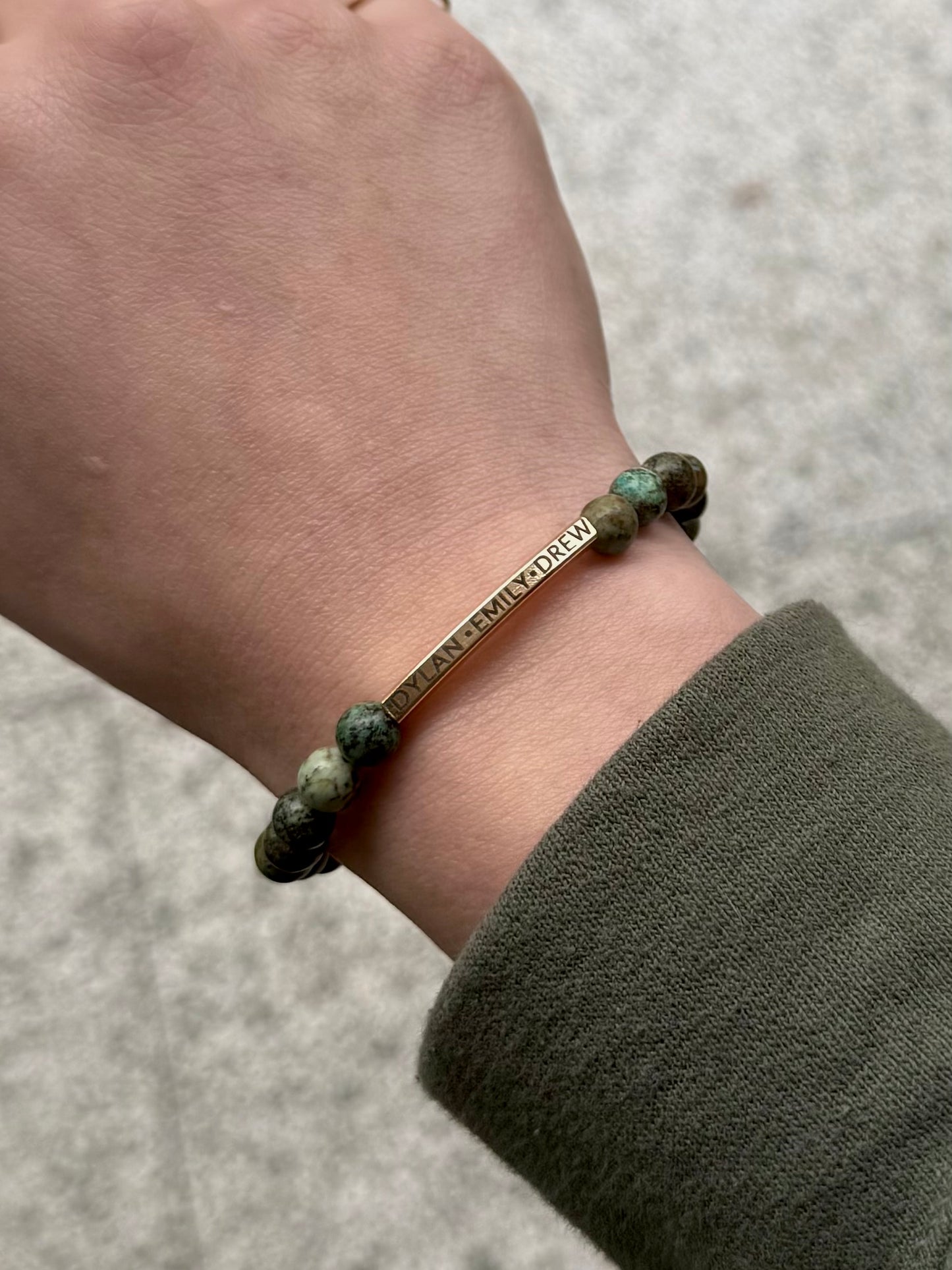Engraved Beaded Bracelet