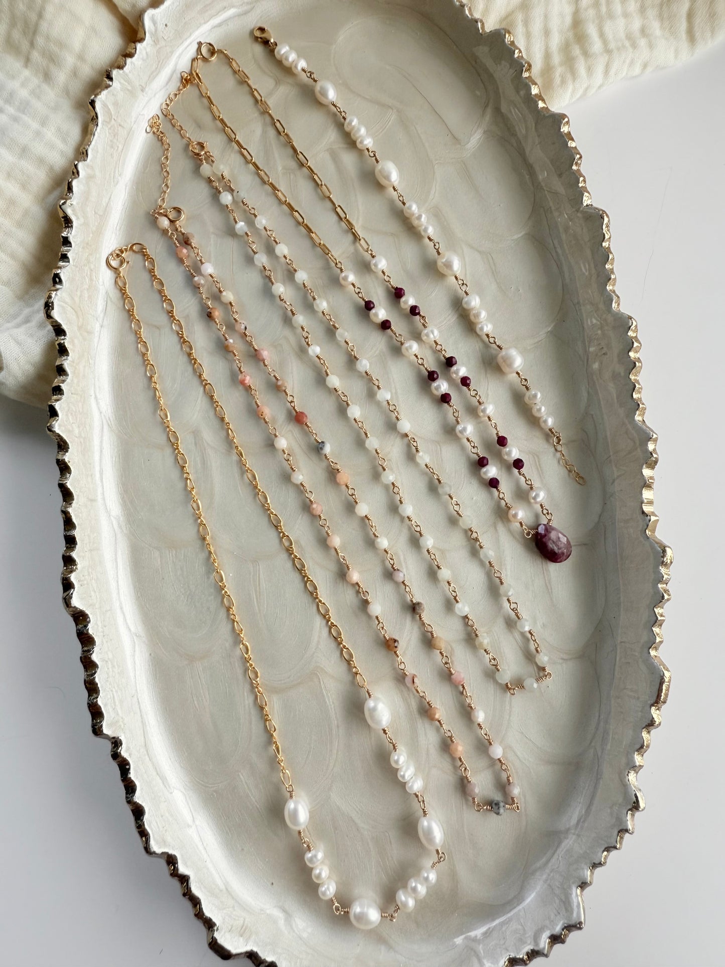 Moonstone Beaded Station Necklace