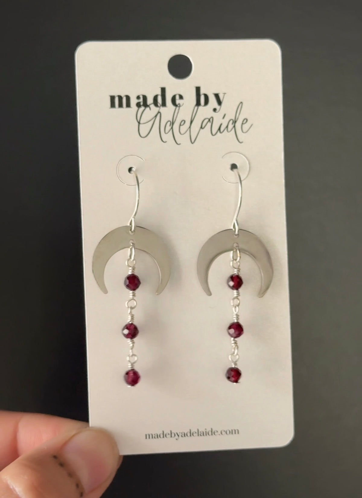 Garnet Moon Dangle Earrings