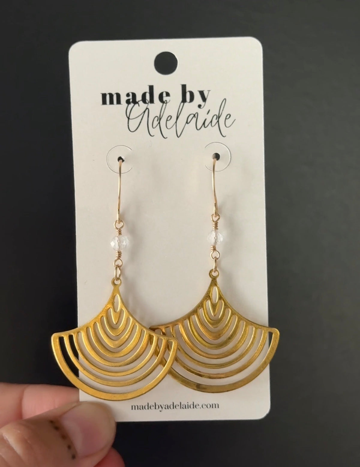 Clear Quartz + Brass Earrings
