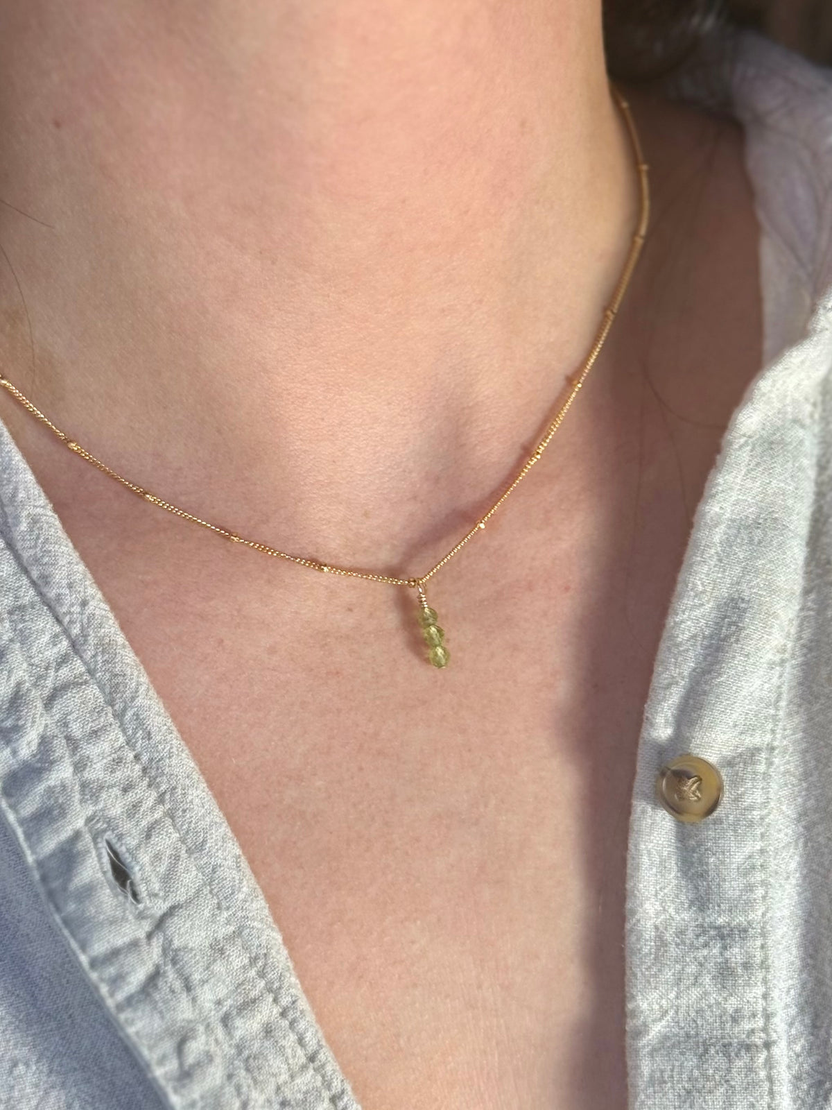 Peridot Drop Satellite Necklace