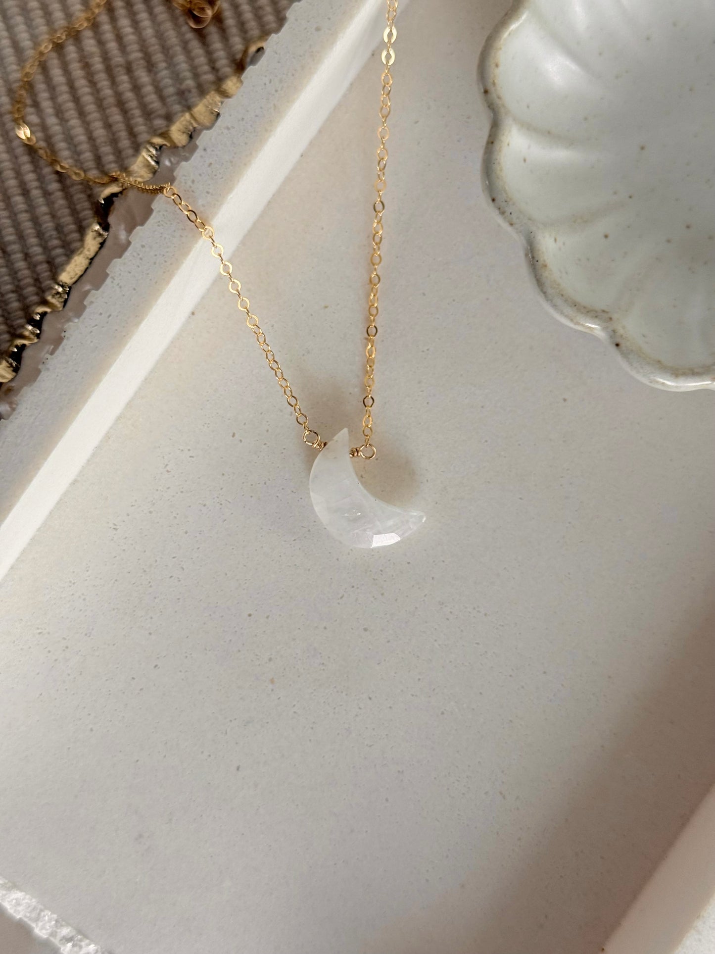 Moonstone Moon Necklace
