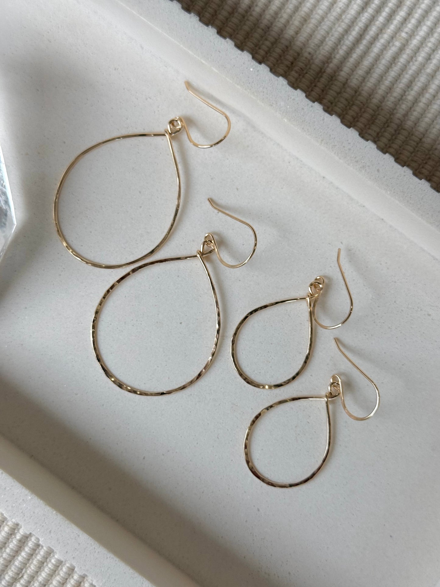 Tear Drop Hammered Hoops