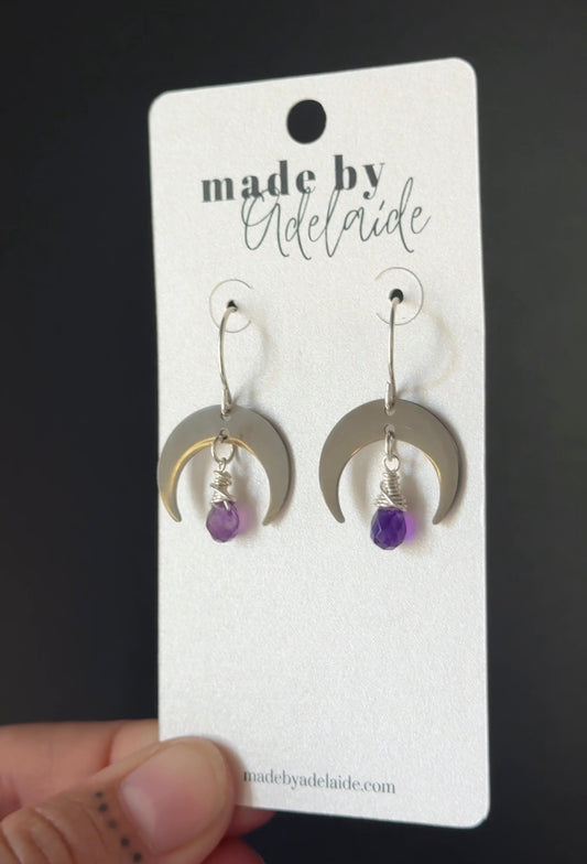 Amethyst Moon Dangle Earrings