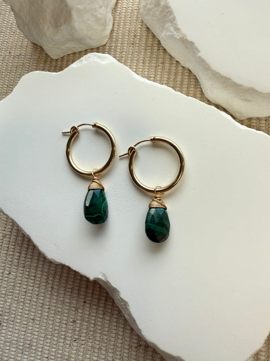 Malachite Huggies